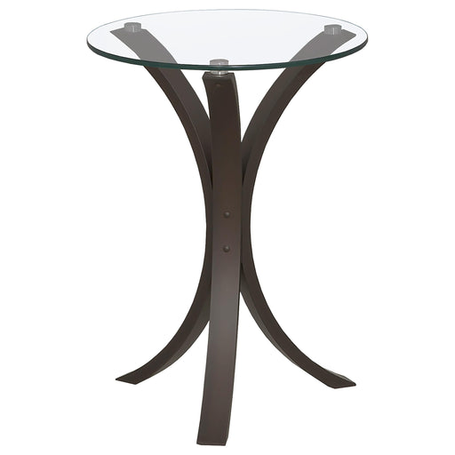 Edgar Round Glass Top Accent Side Table Cappuccino - 902867