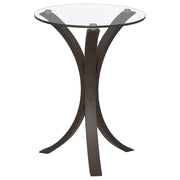 Edgar Round Glass Top Accent Side Table Cappuccino - 902867