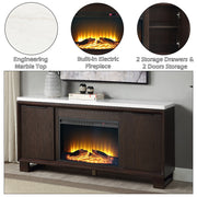 Edwyn Server w/Natural Marble Top & Fireplace - DN03199
