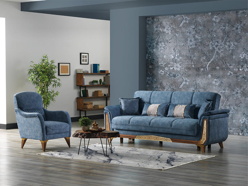 Efes 3-pieces (Sofa & Loveseat & Chair) Livingroom in Blue - 200-ELIF-EFE-E166-321