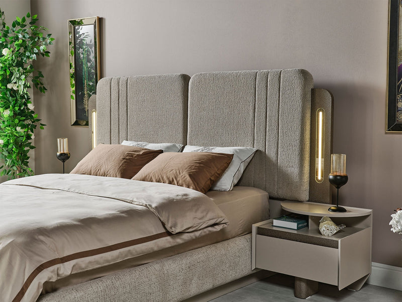 Efes Mum Bedroom (Queen Frame With Headboard & Dresser With Mirror & Ottoman & 2 Nightstand) - 200-MUM-EFE-150-QUE-SET