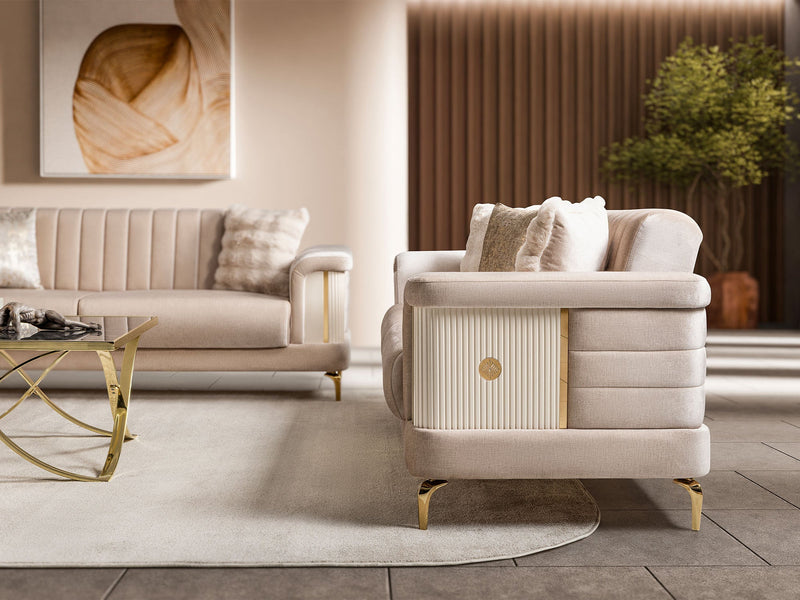 Elano  3-pieces (Sofa & Loveseat & Chair) Livingroom Set in Cream - 200-ST-ELA-TURKO276-321