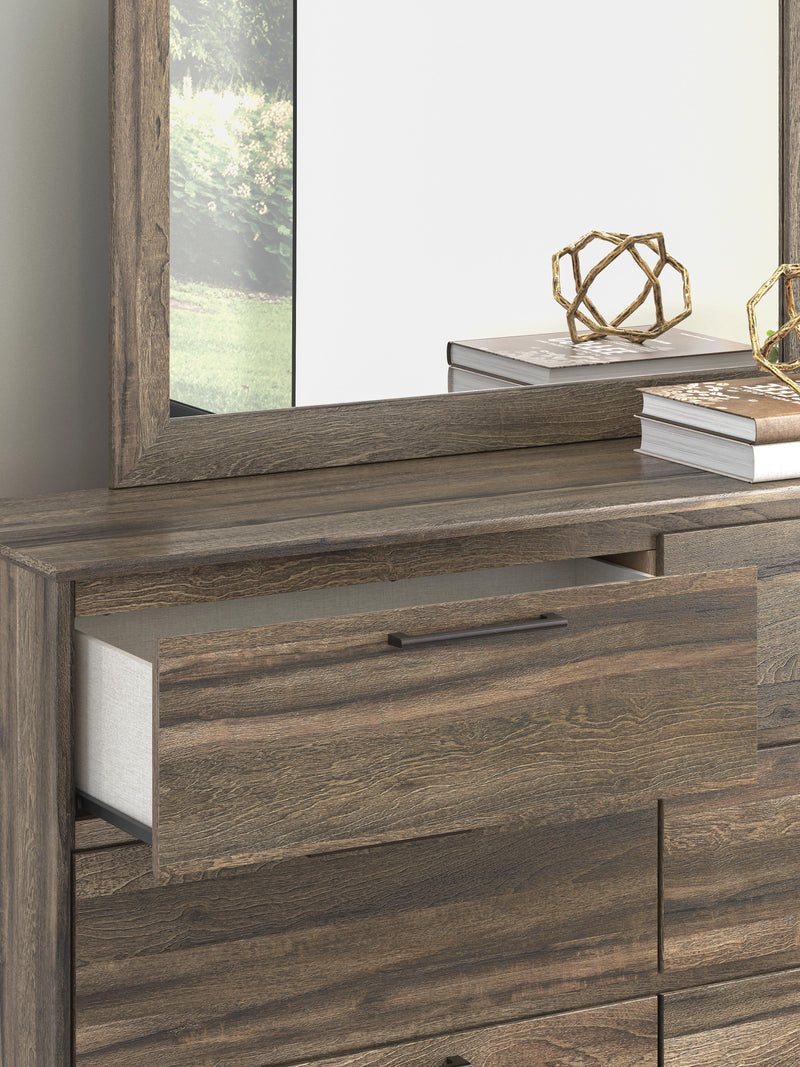 Elbrim Brown King Panel Bed, Dresser, Mirror and Nightstand - PCB2005B26