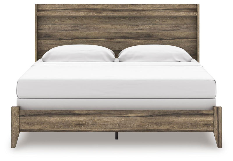 Elbrim Brown King Panel Bed, Dresser, Mirror and Nightstand - PCB2005B26