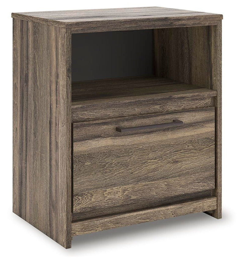 Elbrim Brown Queen Panel Bed, Dresser, Mirror and Nightstand - PCB2005B25