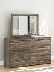 Elbrim Brown Queen Panel Bed, Dresser, Mirror and Nightstand - PCB2005B25