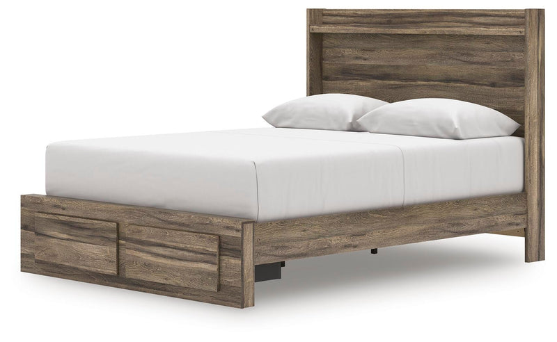 Elbrim Brown Queen Panel Storage Bed, Dresser and Nightstand - PCB2005B12