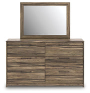 Elbrim Brown Queen Panel Storage Bed, Dresser, Mirror and Nightstand - PCB2005B13