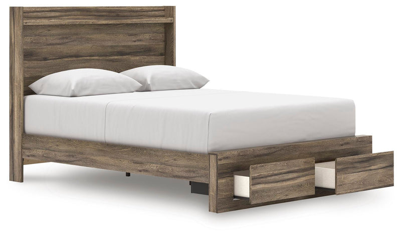 Elbrim Brown Queen Panel Storage Bed, Dresser, Mirror and Nightstand - PCB2005B13