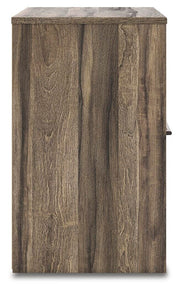 Elbrim Brown Queen Panel Storage Bed, Dresser, Mirror and Nightstand - PCB2005B13