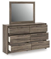 Elbrim Brown Queen Panel Storage Bed, Dresser, Mirror and Nightstand - PCB2005B13