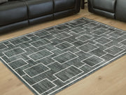 Elderland Black/Gray Washable 5' x 7' Area Rug - R407402