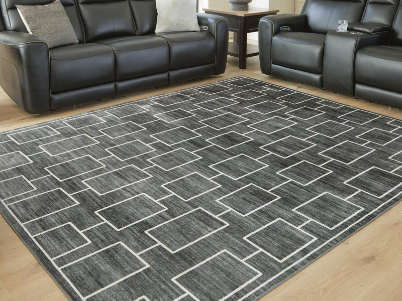 Elderland Black/Gray Washable 7'6" x 9'6" Area Rug - R407401