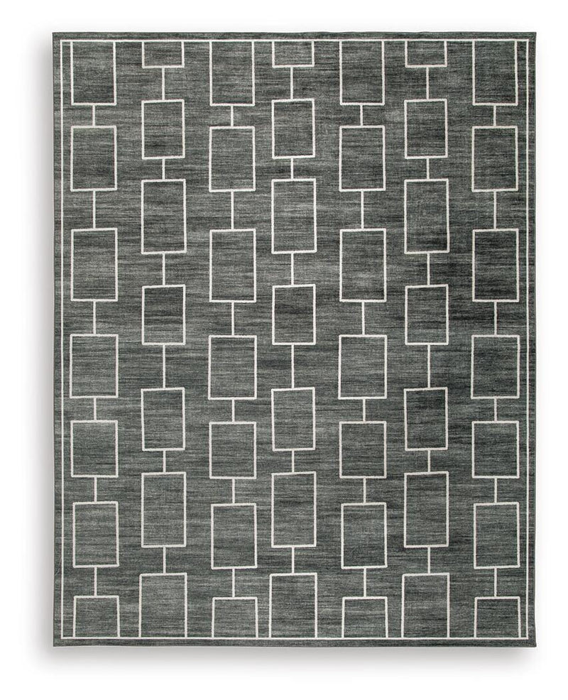 Elderland Black/Gray Washable 7'6" x 9'6" Area Rug - R407401