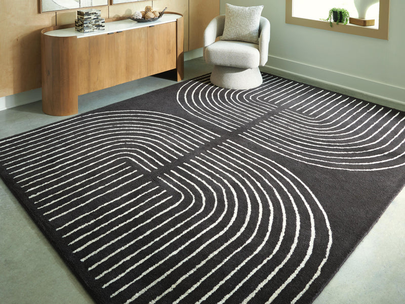 Eldonmore Black/Ivory 7'8" x 10' Area Rug - R407571