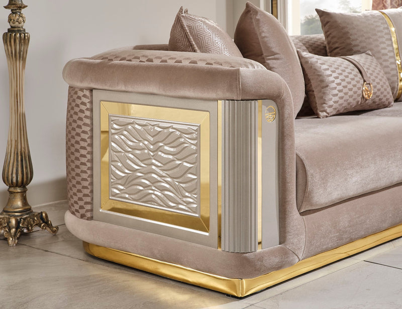 Elegance 3-pieces (Sofa & Loveseat & Chair) Livingroom Set Beige in Beige - 101-ELE-LV260-321
