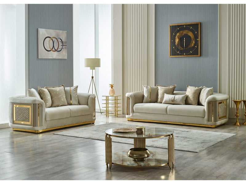 Elegance 3-pieces (Sofa & Loveseat & Chair) Livingroom Set Cream in Cream - 101-ELE-LV938-321