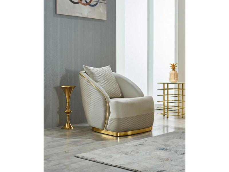 Elegance 3-pieces (Sofa & Loveseat & Chair) Livingroom Set Cream in Cream - 101-ELE-LV938-321