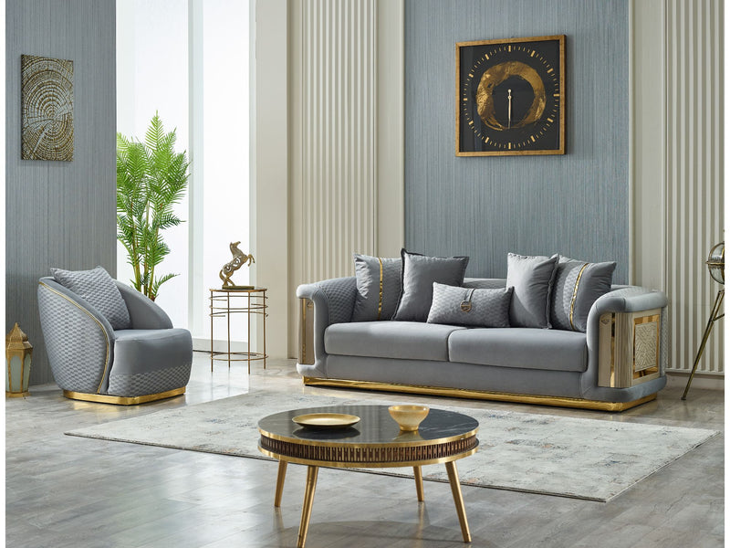 Elegance 3-pieces (Sofa & Loveseat & Chair) Livingroom Set Light Grey in Light Grey - 101-ELE-LV405-321