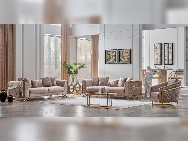 Elegance San Stationary Sofa in Beige - 200-SAN-ELE-BEI-3