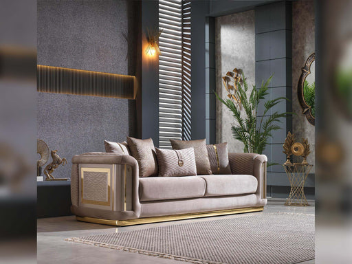 Elegance Stationary Livingroom Sofa Beige in Beige - 101-ELE-GRA340-3