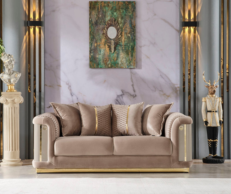 Elegance Stationary Loveseat Beige in Beige - 101-ELE-LV260-2