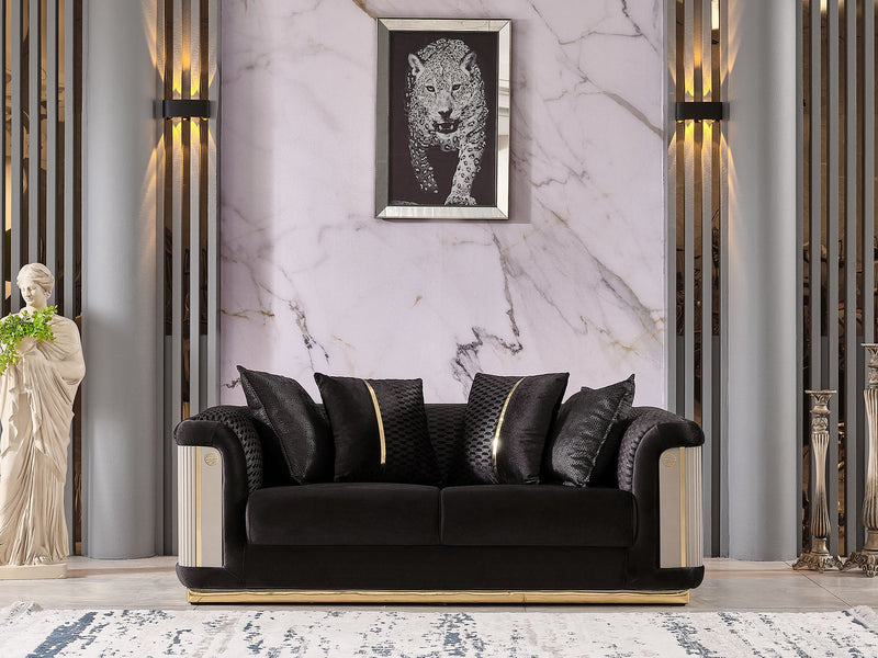 Elegance Stationary Loveseat Black in Black - 101-ELE-LV900-2