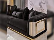 Elegance Stationary Loveseat Black in Black - 101-ELE-LV900-2