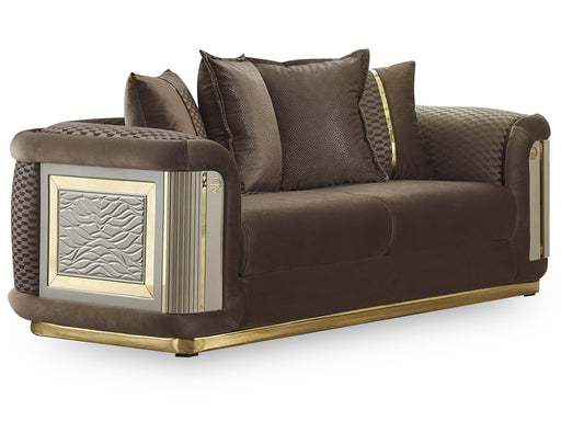Elegance Stationary Loveseat Brown in Brown - 101-ELE-LV406-2