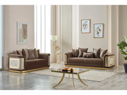 Elegance Stationary Loveseat Brown in Brown - 101-ELE-LV406-2