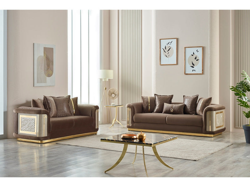 Elegance Stationary Loveseat Brown in Brown - 101-ELE-LV406-2