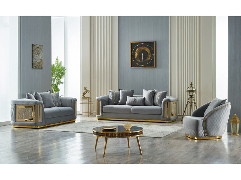 Elegance Stationary Loveseat Light Grey in Light Grey - 101-ELE-LV405-2