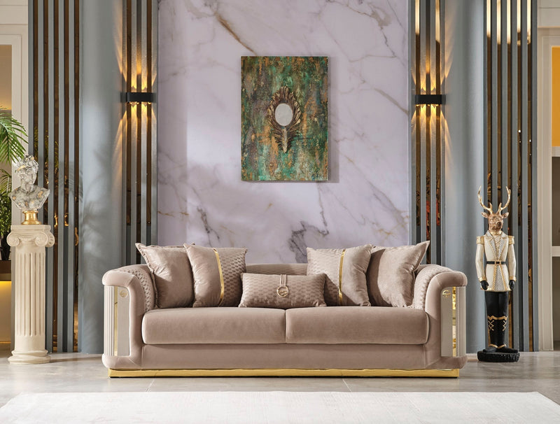 Elegance Stationary Sofa Beige in Beige - 101-ELE-LV260-3