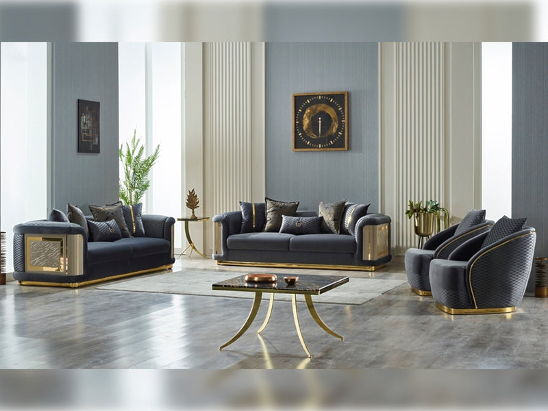 Elegance Stationary Sofa Dark Grey in Dark Grey - 101-ELE-LV412-3