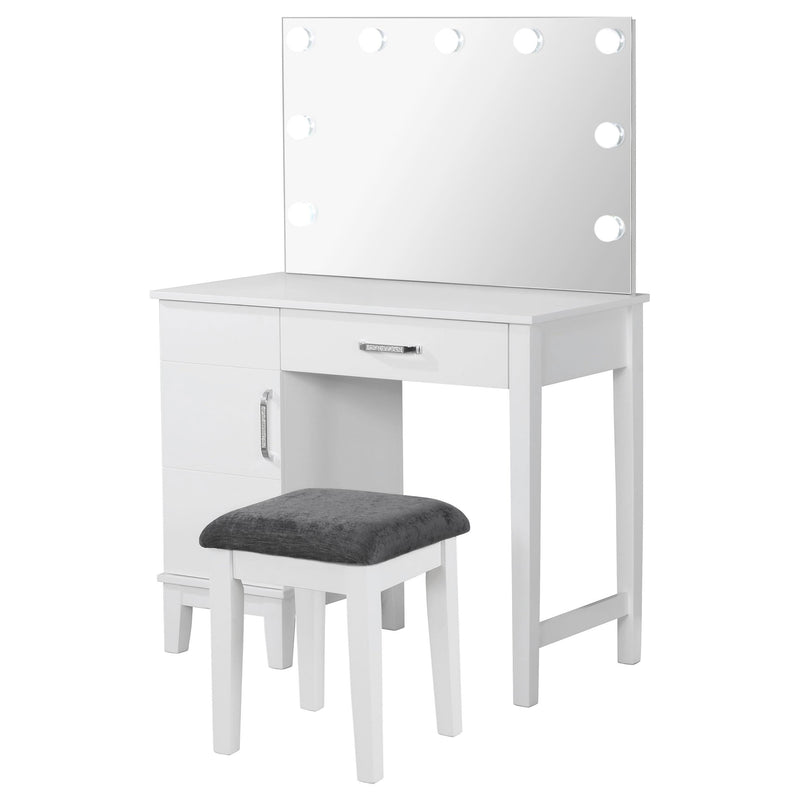 Elijah Vanity Set with Lighting & Stool White and Dark Grey - 931149