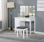 Elijah Vanity Set with Lighting & Stool White and Dark Grey - 931149