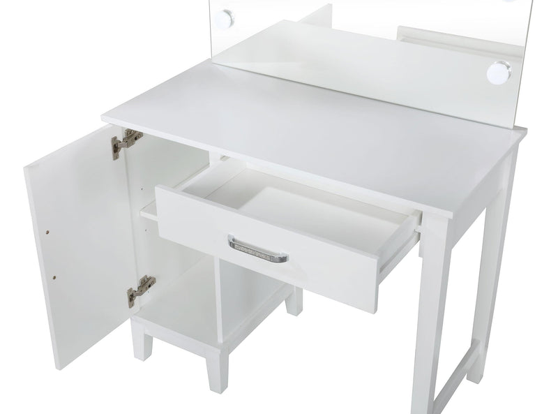 Elijah Vanity Set with Lighting & Stool White and Dark Grey - 931149