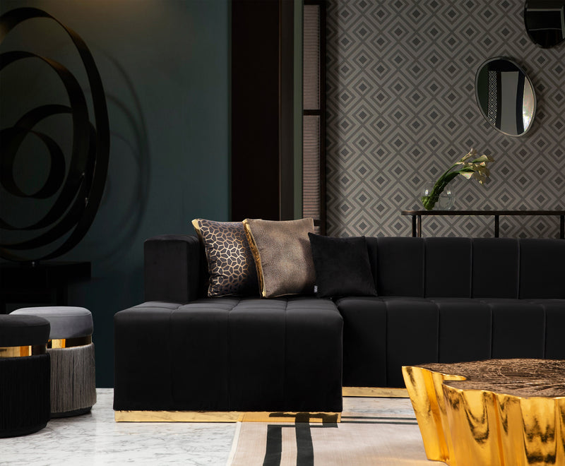Elisha Black Velvet Double Chaise Sectional - DMV FurnitureSectional