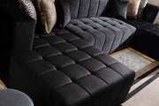 Elisha Black Velvet Double Chaise Sectional - DMV FurnitureSectional