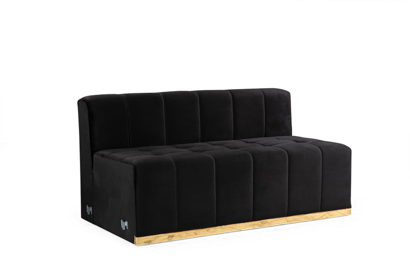 Elisha Black Velvet Double Chaise Sectional - DMV FurnitureSectional