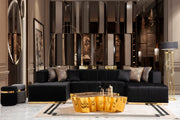 Elisha Black Velvet Double Chaise Sectional - DMV FurnitureSectional