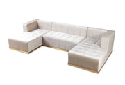 Elisha Ivory Velvet Double Chaise Sectional - DMV FurnitureSectional