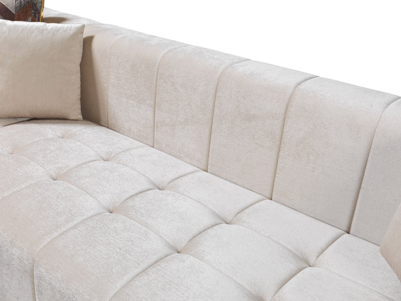 Elisha Ivory Velvet Double Chaise Sectional - DMV FurnitureSectional