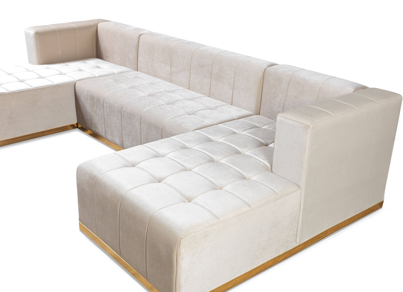 Elisha Ivory Velvet Double Chaise Sectional - DMV FurnitureSectional