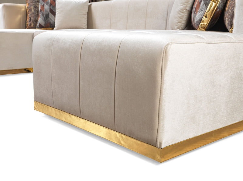 Elisha Ivory Velvet Double Chaise Sectional - DMV FurnitureSectional