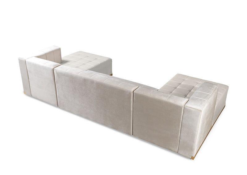Elisha Ivory Velvet Double Chaise Sectional - DMV FurnitureSectional