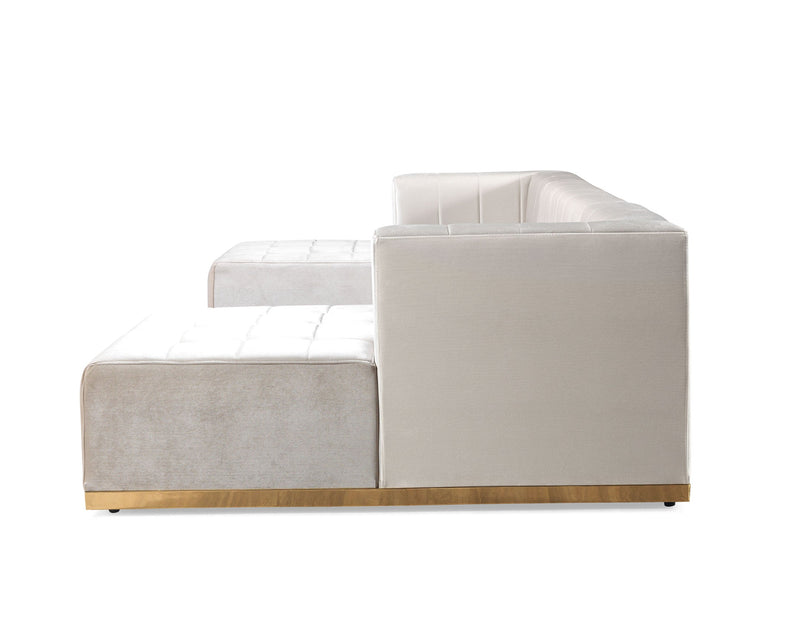Elisha Ivory Velvet Double Chaise Sectional - DMV FurnitureSectional