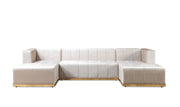 Elisha Ivory Velvet Double Chaise Sectional - DMV FurnitureSectional