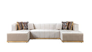 Elisha Ivory Velvet Double Chaise Sectional - DMV FurnitureSectional