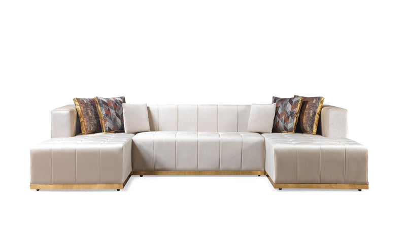 Elisha Ivory Velvet Double Chaise Sectional - DMV FurnitureSectional